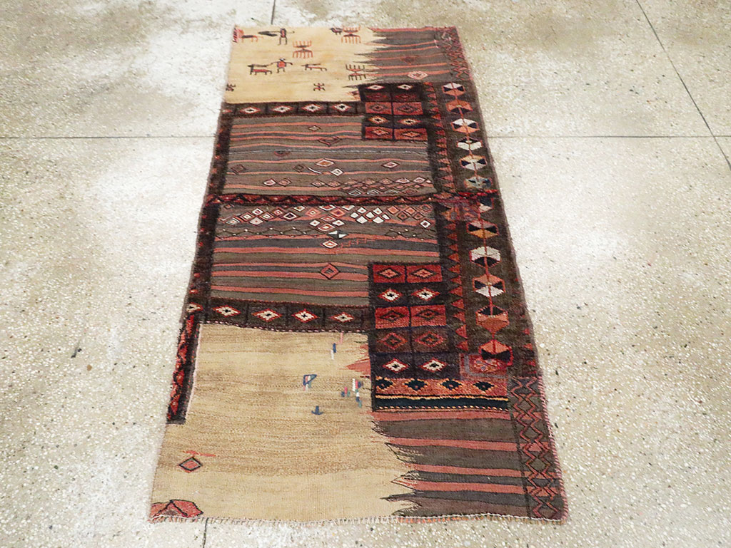 Vintage Persian Chaharmahal Bakhtiari Tacheh Flatweave Kilim , No.28042 - Gss