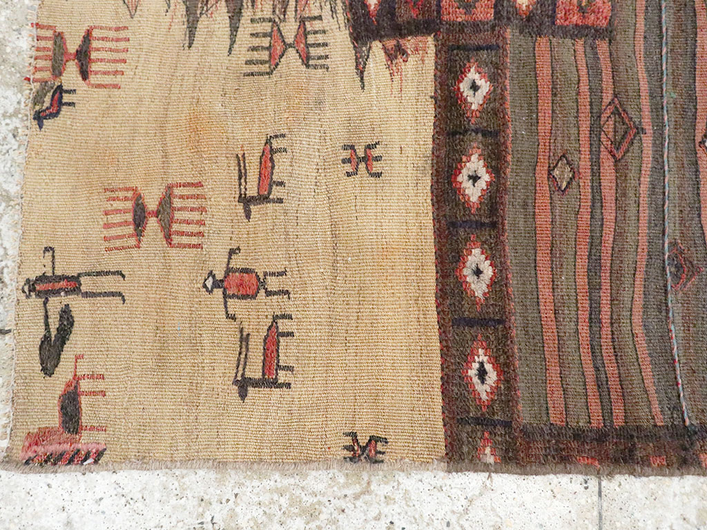 Vintage Persian Chaharmahal Bakhtiari Tacheh Flatweave Kilim , No.28042 - Gss