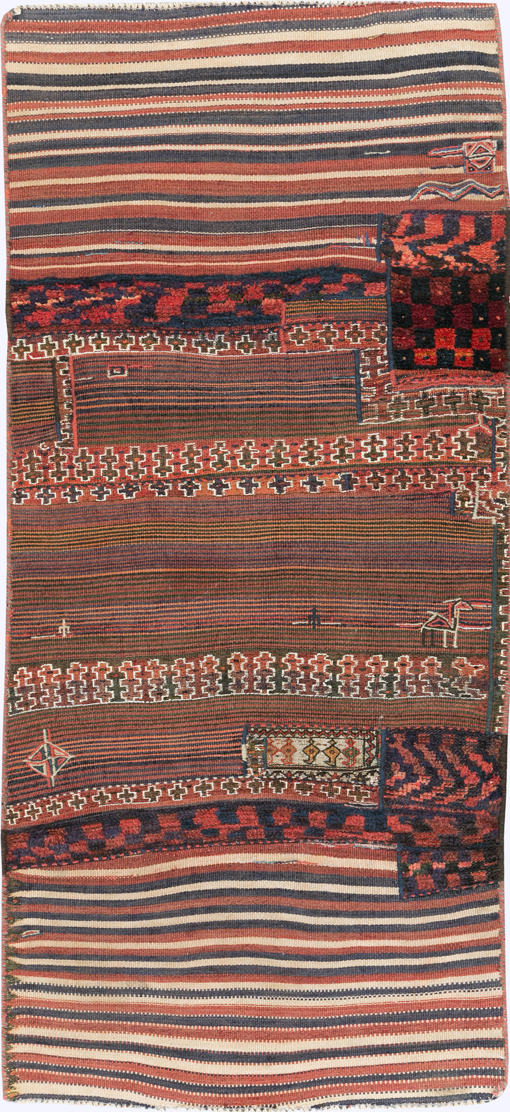 Vintage Persian Chaharmahal Bakhtiari Tacheh Flatweave Kilim, No.28044 - Gss
