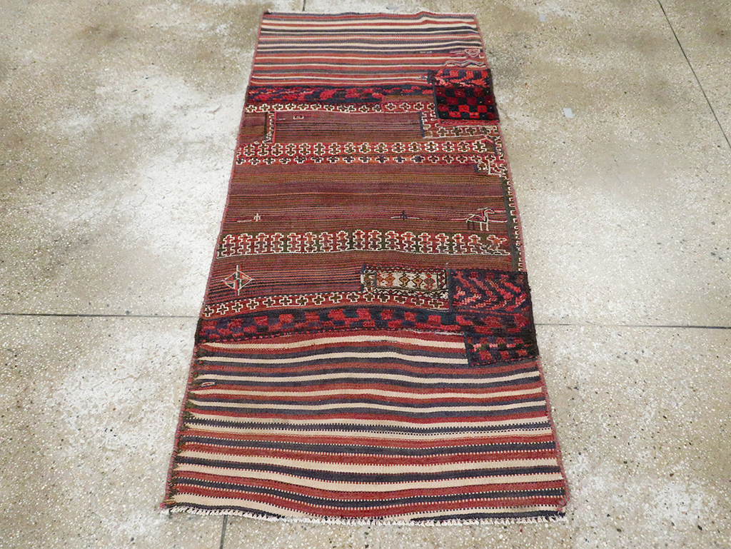 Vintage Persian Chaharmahal Bakhtiari Tacheh Flatweave Kilim, No.28044 - Gss
