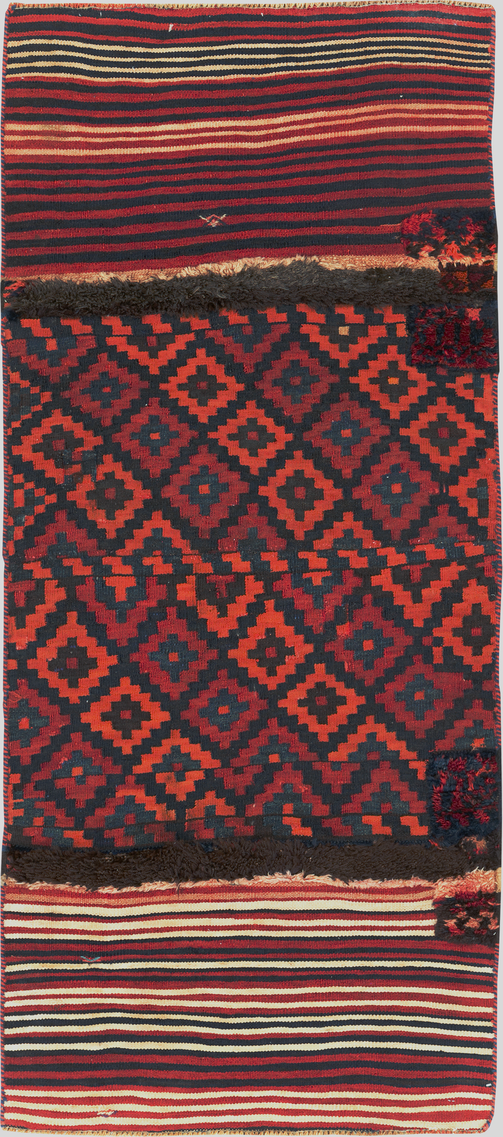 Vintage Persian Flatweave Kilim Small Runner, No.28045 - Gss