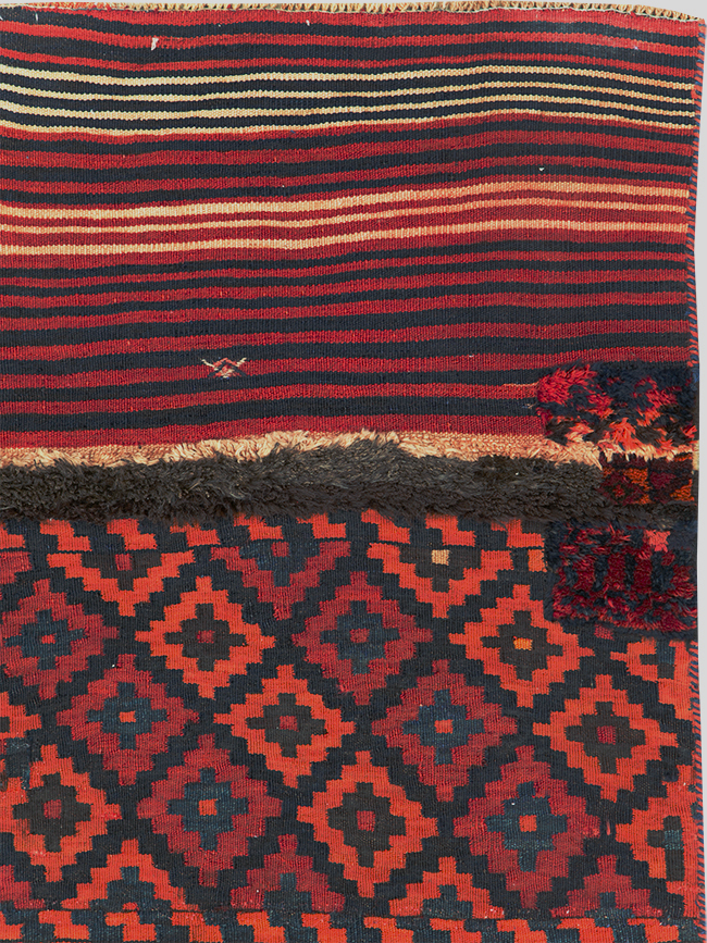 Vintage Persian Flatweave Kilim Small Runner, No.28045 - Gss