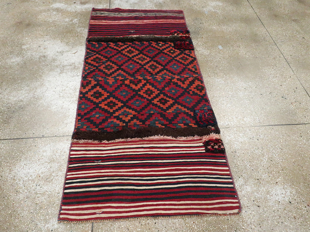 Vintage Persian Flatweave Kilim Small Runner, No.28045 - Gss