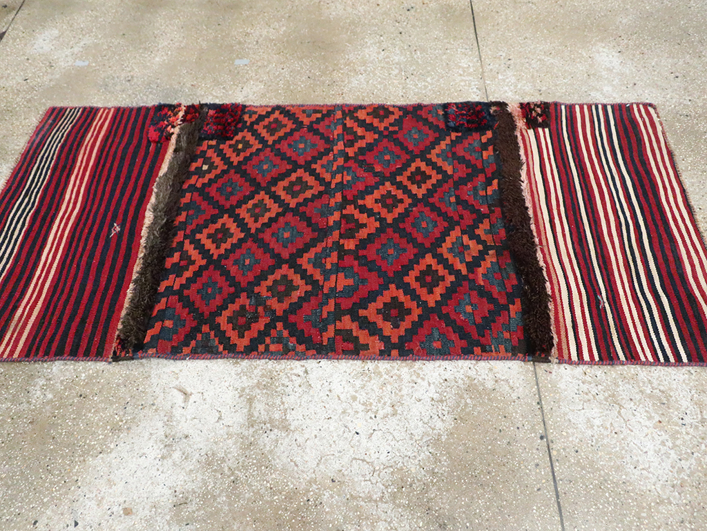 Vintage Persian Flatweave Kilim Small Runner, No.28045 - Gss