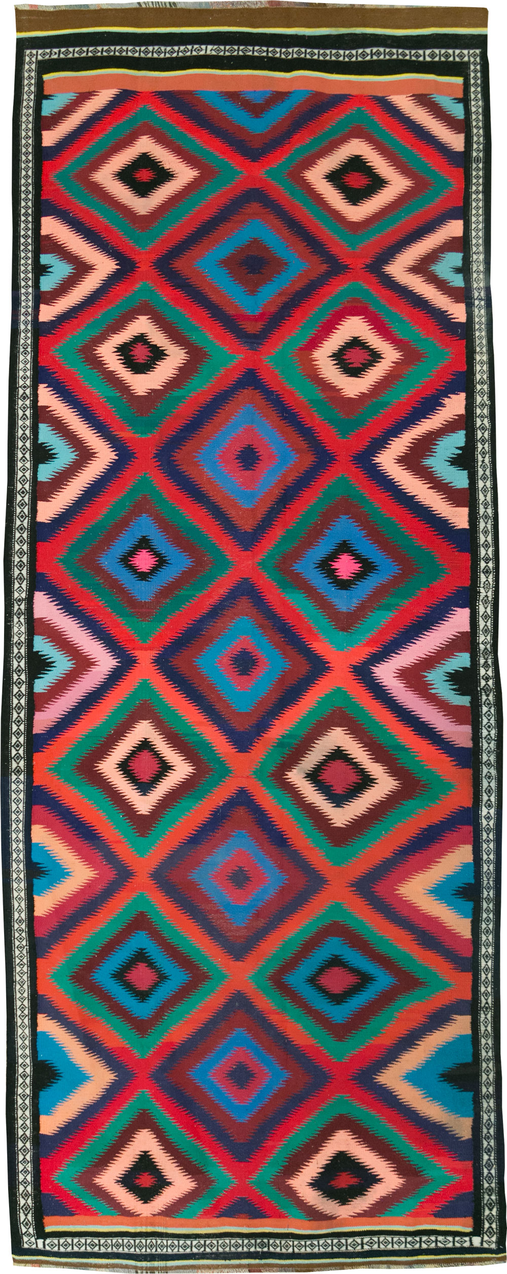 Vintage Persian Flatweave Kilim Gallery Carpet, No.28057 - Gss
