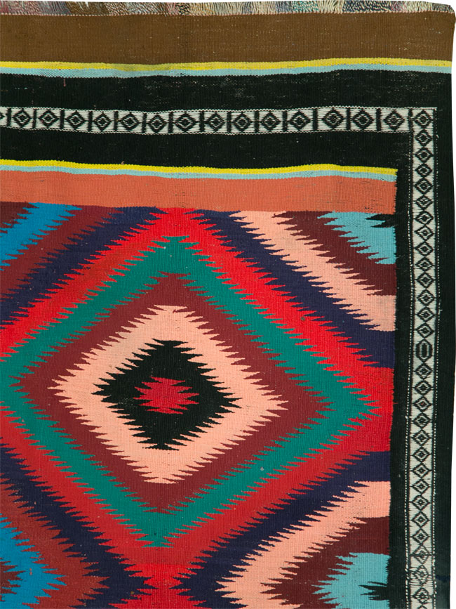 Vintage Persian Flatweave Kilim Gallery Carpet, No.28057 - Gss