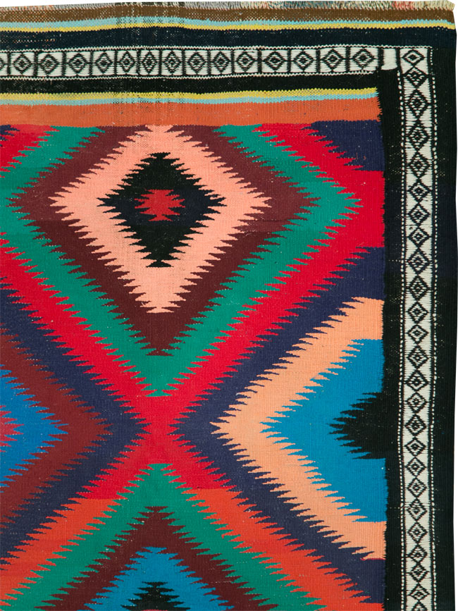 Vintage Persian Flatweave Kilim Gallery Carpet, No.28057 - Gss