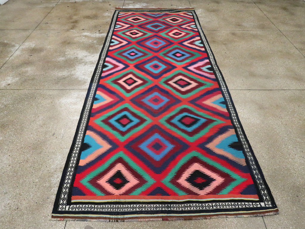 Vintage Persian Flatweave Kilim Gallery Carpet, No.28057 - Gss