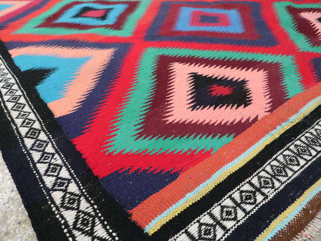 Vintage Persian Flatweave Kilim Gallery Carpet, No.28057 - Gss