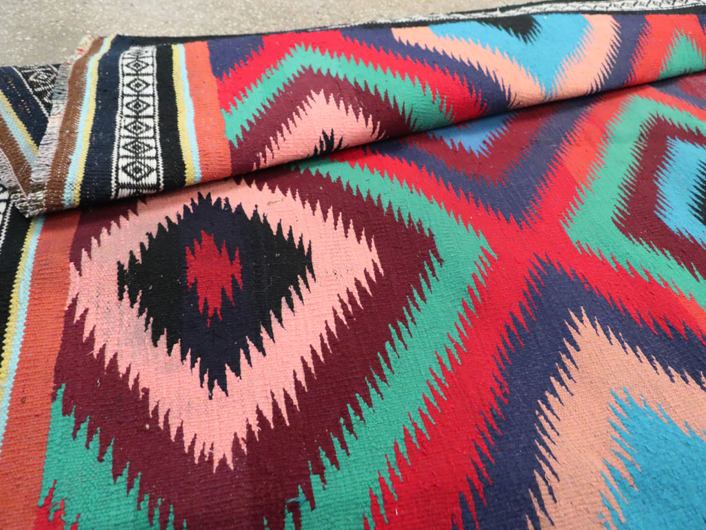 Vintage Persian Flatweave Kilim Gallery Carpet, No.28057 - Gss