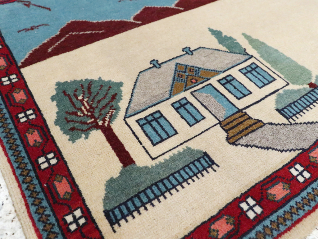 Vintage Persian Kashan Pictorial Rug (Pair: 1 of 2), No.28061 - Gss