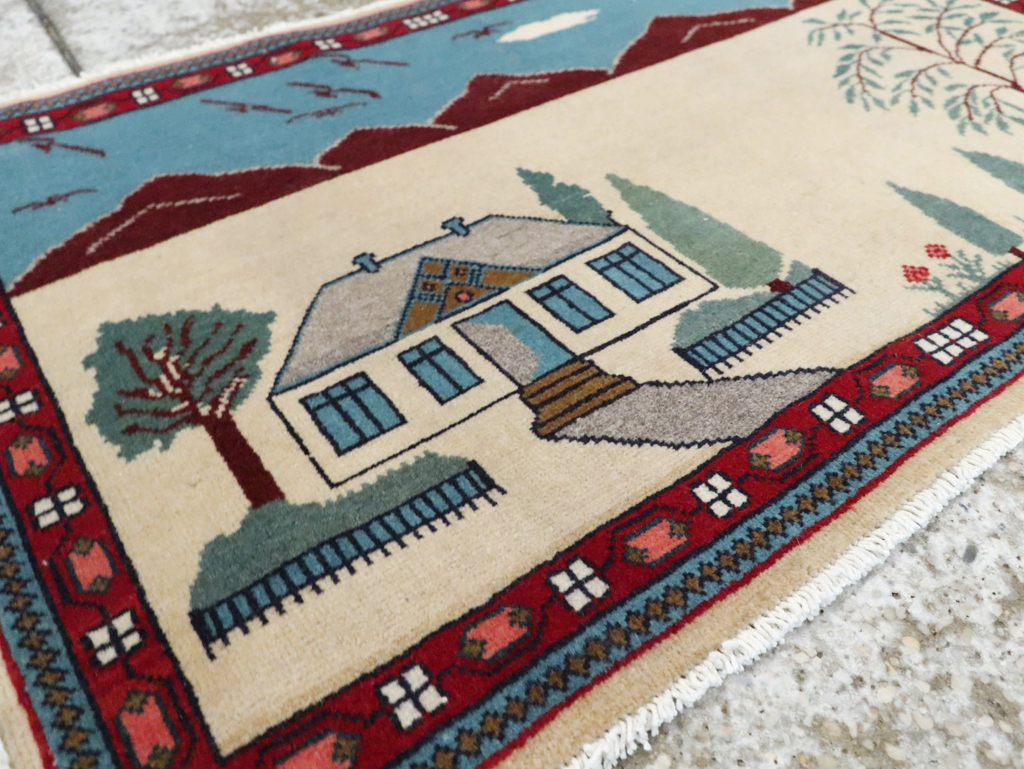 Vintage Persian Kashan Pictorial Rug (Pair: 1 of 2), No.28061 - Gss