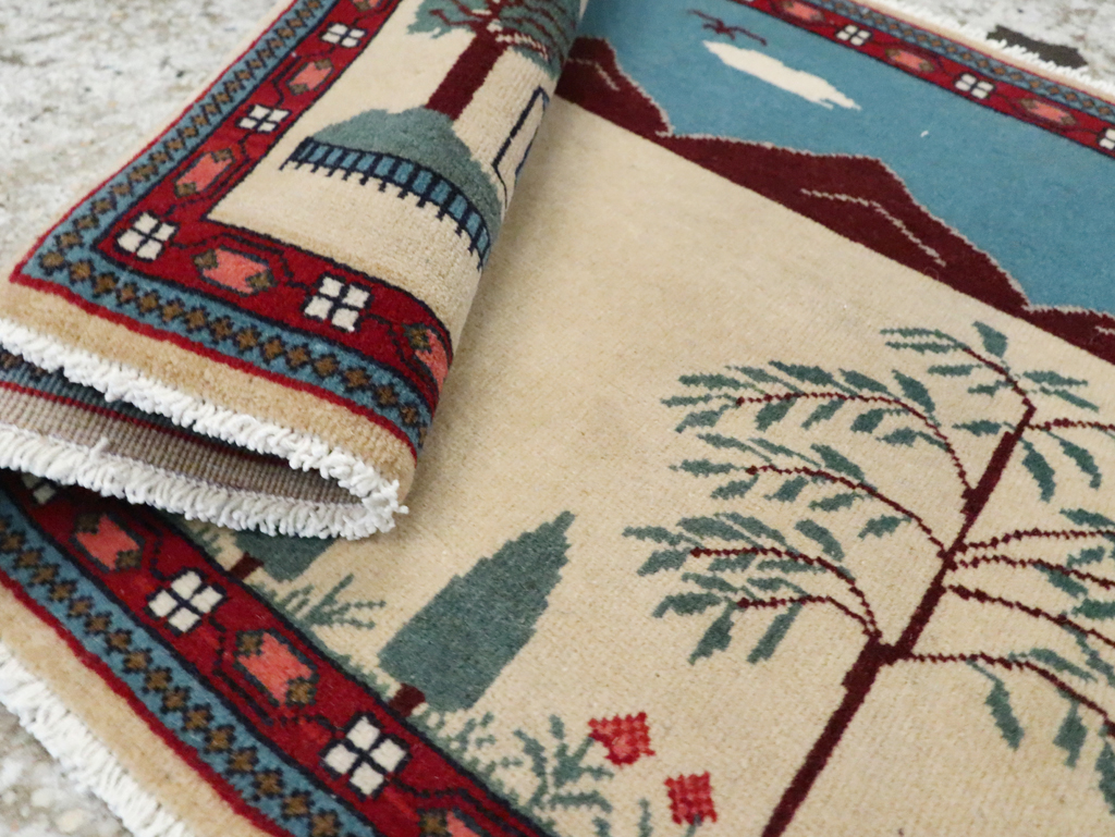 Vintage Persian Kashan Pictorial Rug (Pair: 1 of 2), No.28061 - Gss