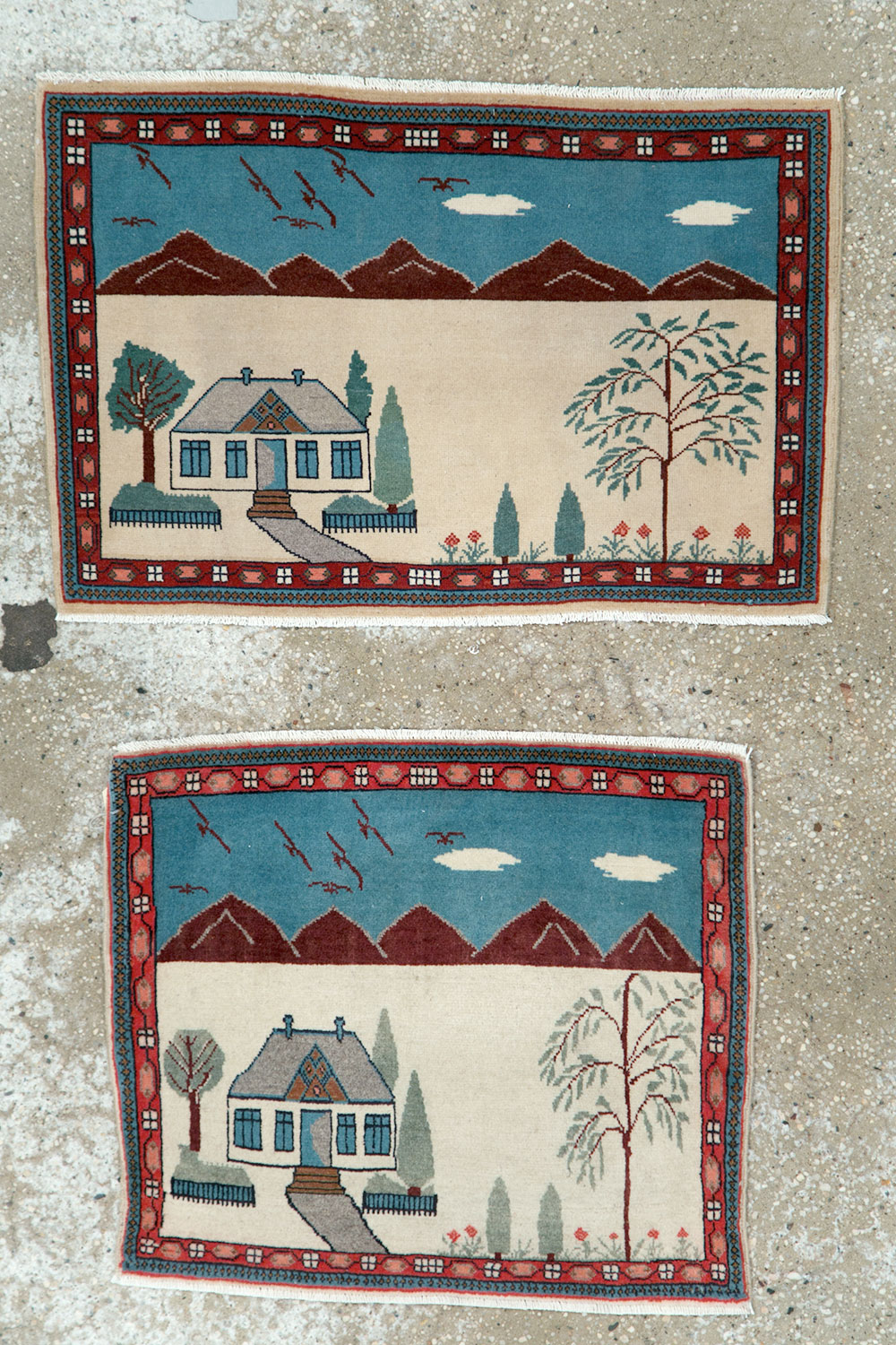 Vintage Persian Kashan Pictorial Rug (Pair: 1 of 2), No.28061 - Gss