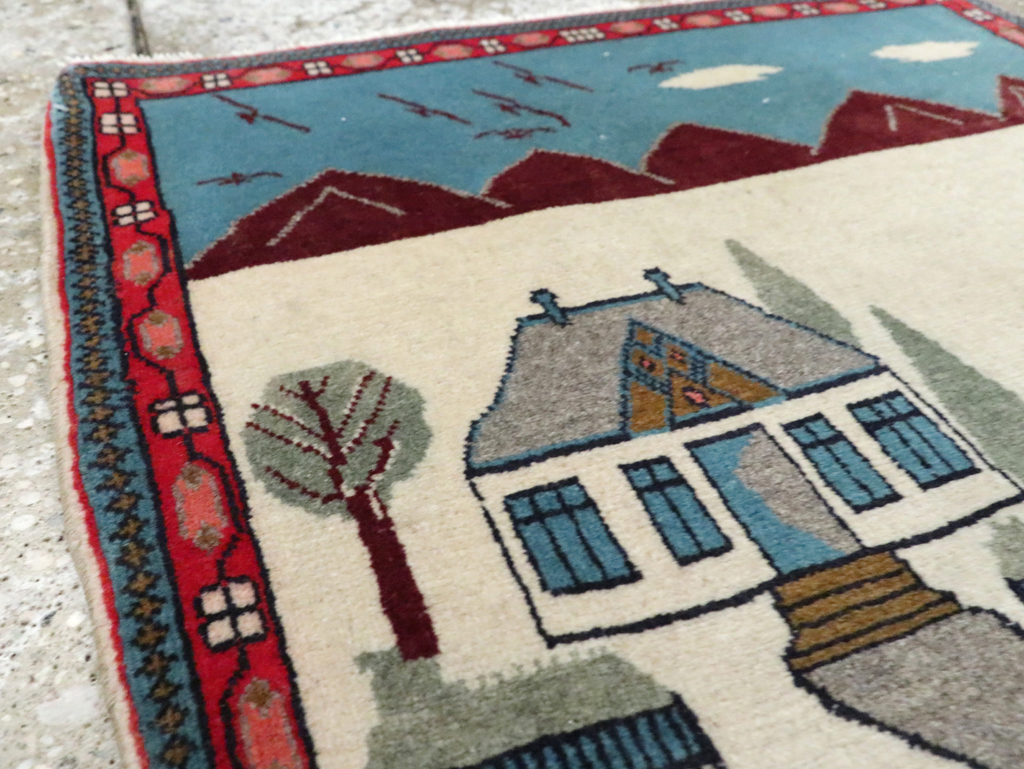 Vintage Persian Kashan Pictorial Rug (Pair: 2 of 2), No.28062 - Gss