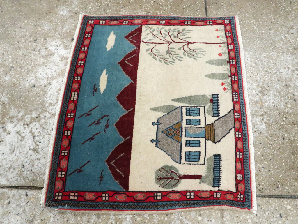 Vintage Persian Kashan Pictorial Rug (Pair: 2 of 2), No.28062 - Gss