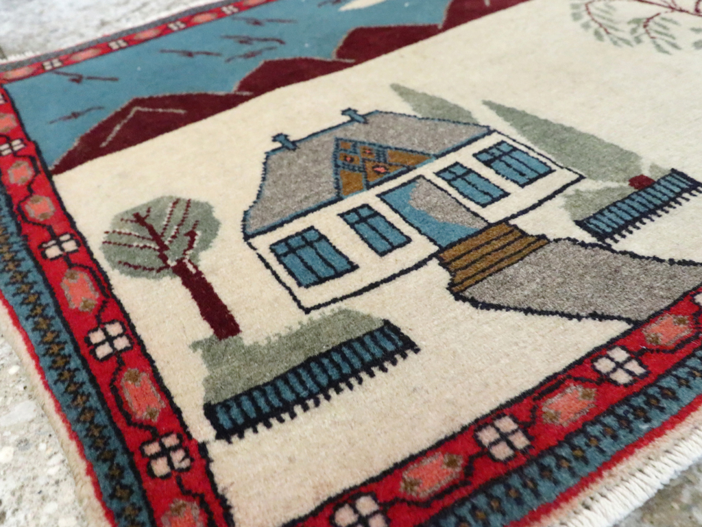 Vintage Persian Kashan Pictorial Rug (Pair: 2 of 2), No.28062 - Gss