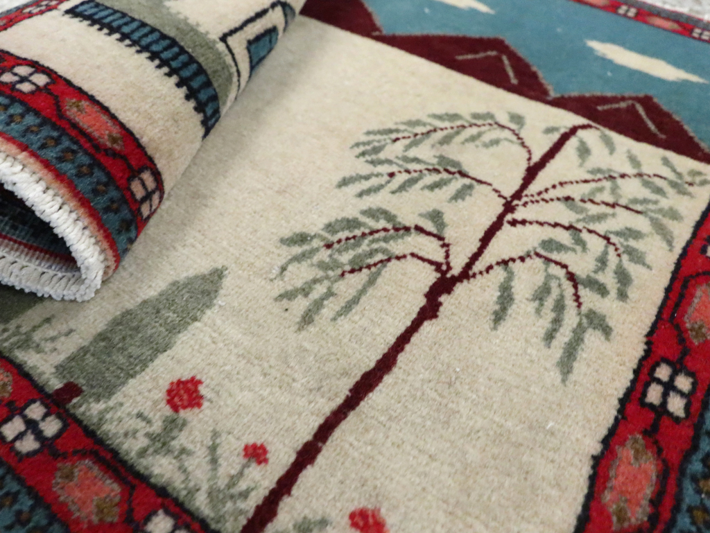 Vintage Persian Kashan Pictorial Rug (Pair: 2 of 2), No.28062 - Gss