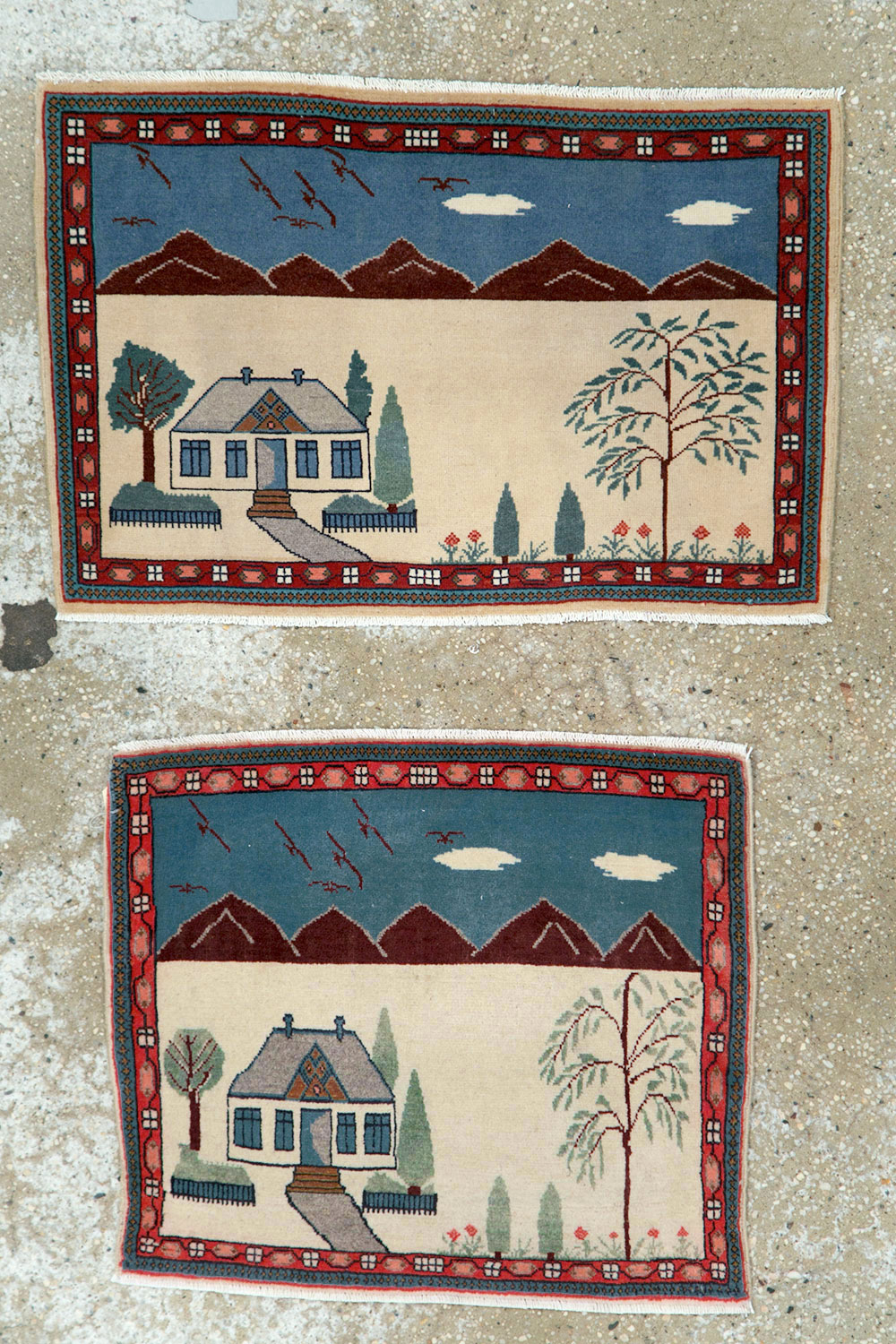 Vintage Persian Kashan Pictorial Rug (Pair: 2 of 2), No.28062 - Gss