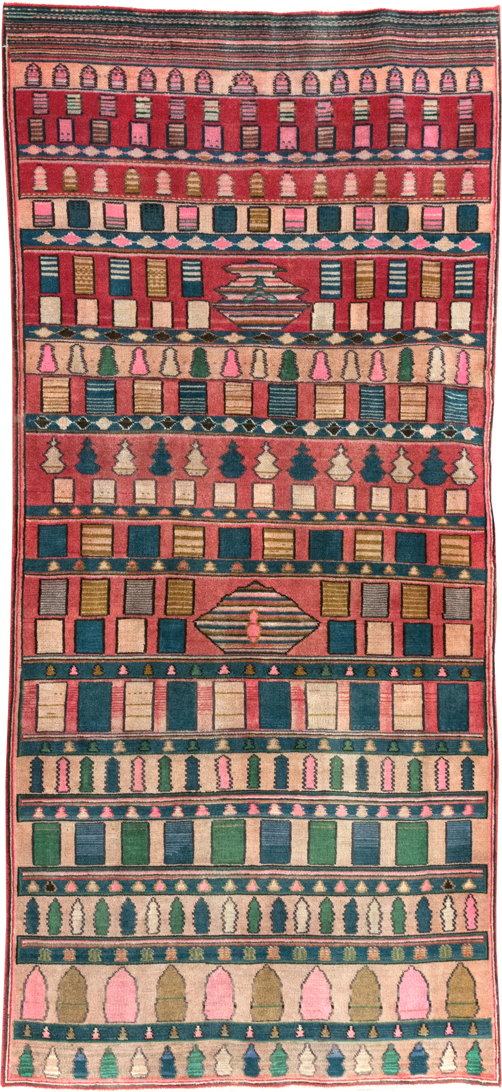 Vintage Persian Mashad Throw Rug, No.28067 - Gss