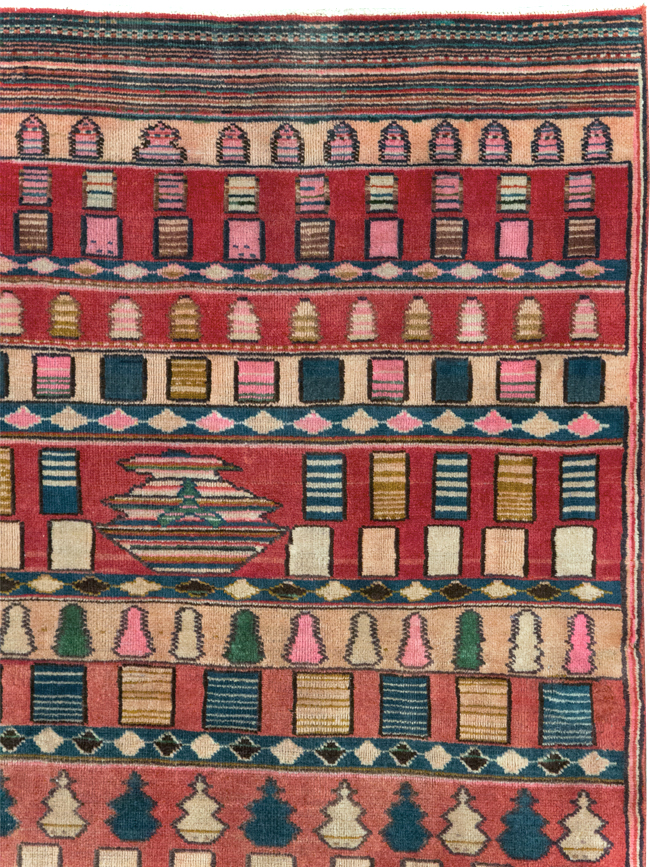 Vintage Persian Mashad Throw Rug, No.28067 - Gss