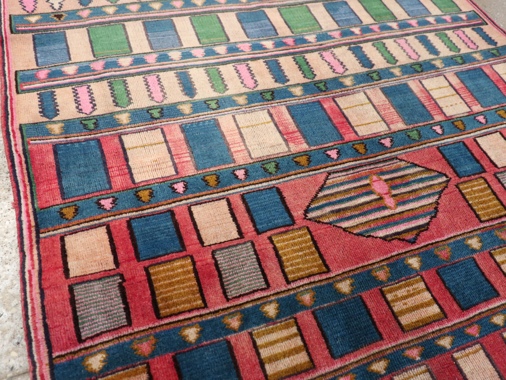 Vintage Persian Mashad Throw Rug, No.28067 - Gss