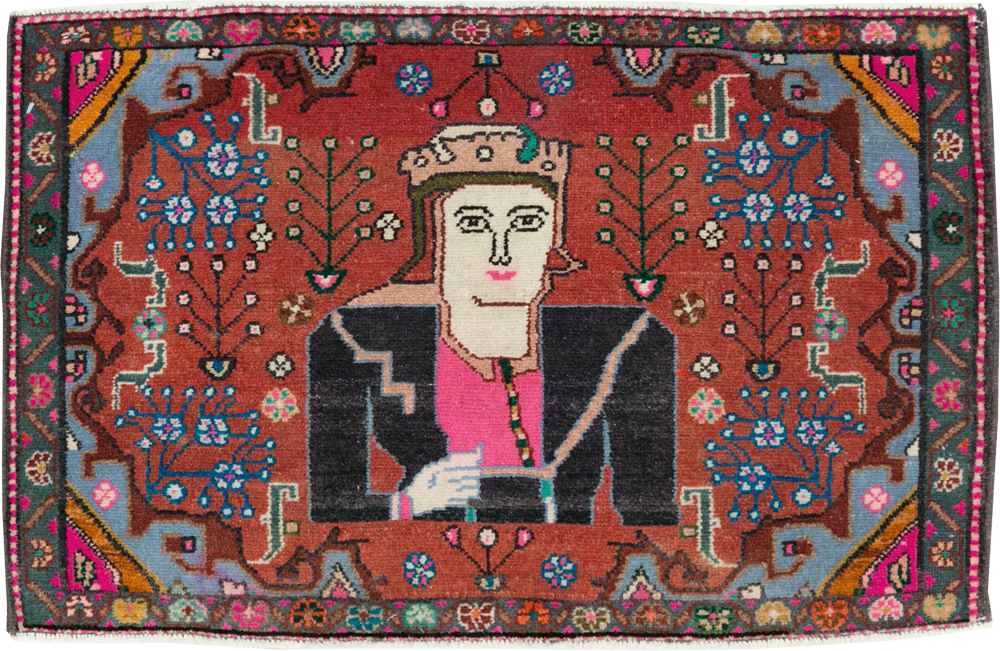 Vintage Persian Hamadan Pictorial Rug (Pair: 1 of 2), No.28071 - Gss