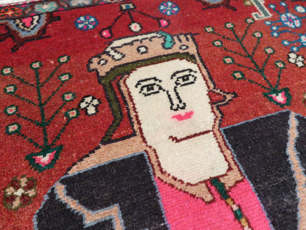 Vintage Persian Hamadan Pictorial Rug (Pair: 1 of 2), No.28071 - Gss