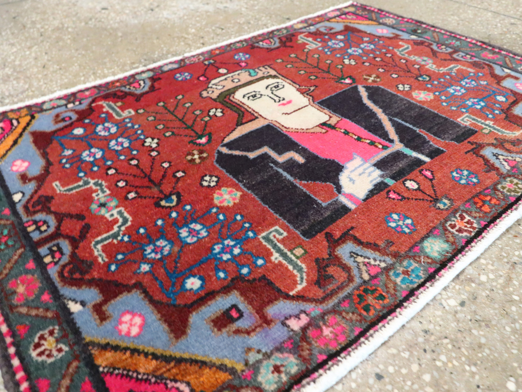 Vintage Persian Hamadan Pictorial Rug (Pair: 1 of 2), No.28071 - Gss