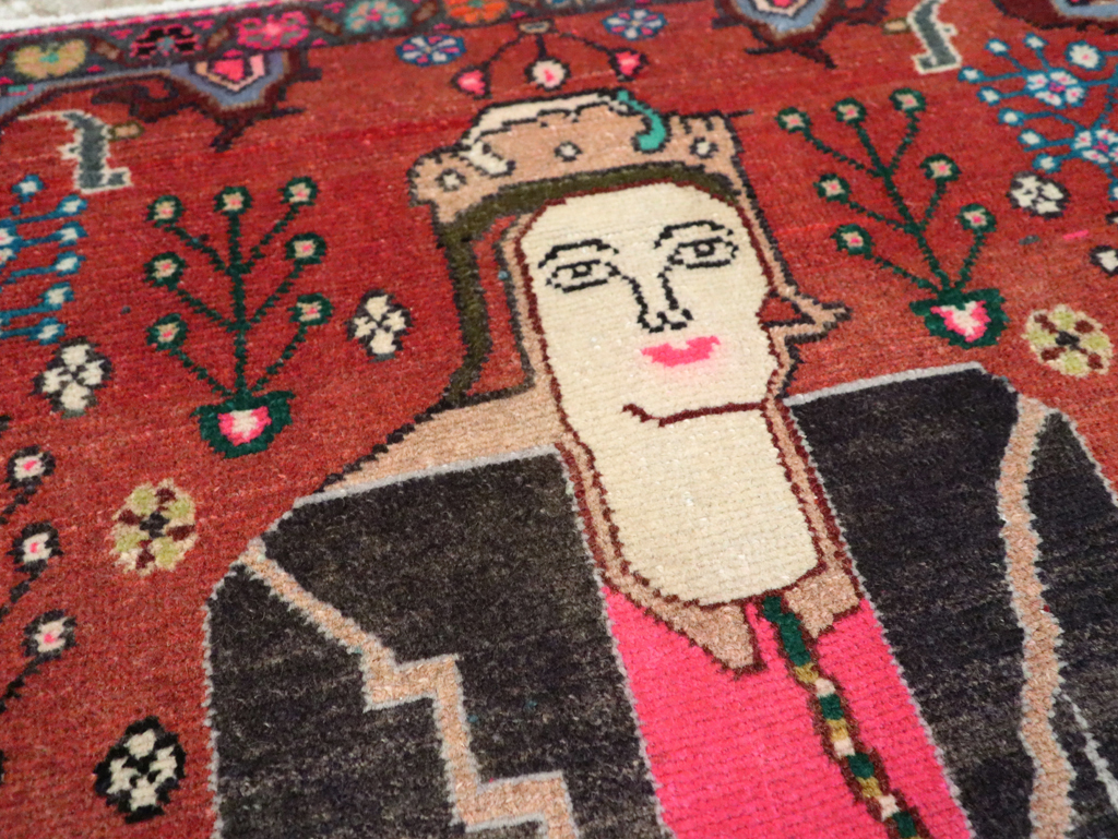 Vintage Persian Hamadan Pictorial Rug (Pair: 2 of 2), No.28072 - Gss