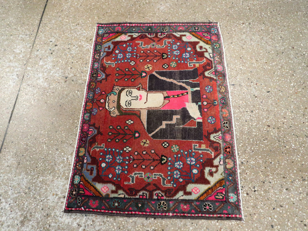 Vintage Persian Hamadan Pictorial Rug (Pair: 2 of 2), No.28072 - Gss