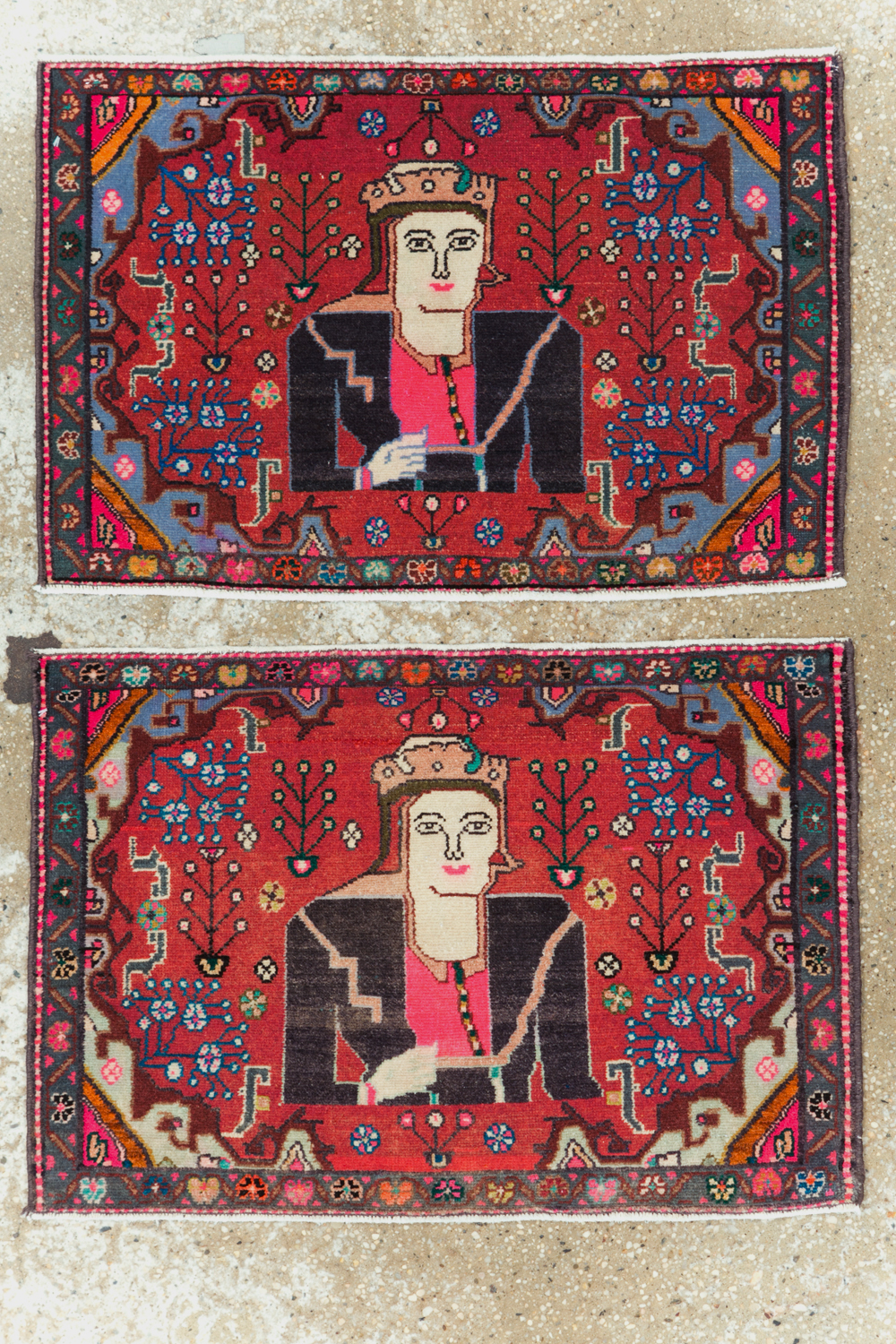 Vintage Persian Hamadan Pictorial Rug (Pair: 2 of 2), No.28072 - Gss