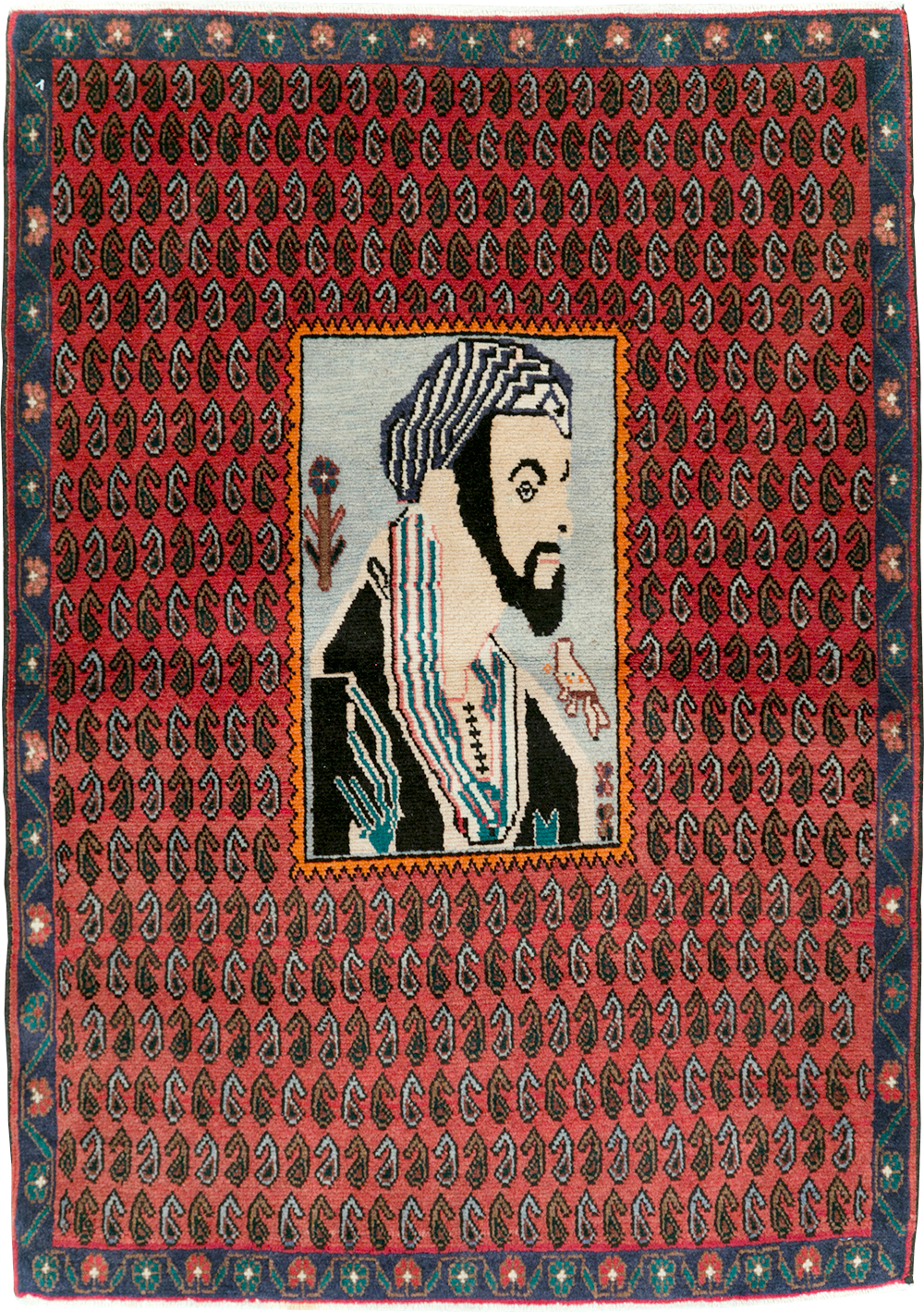 Vintage Pictorial Senneh Rug, No.28073 - Gss