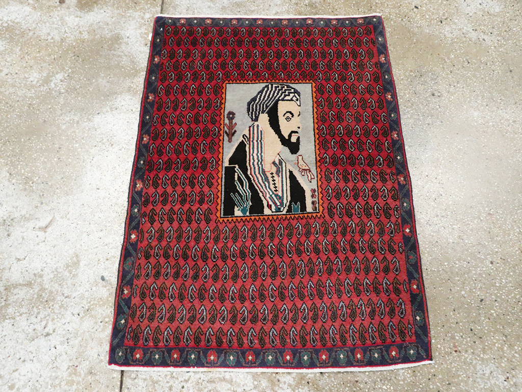 Vintage Pictorial Senneh Rug, No.28073 - Gss