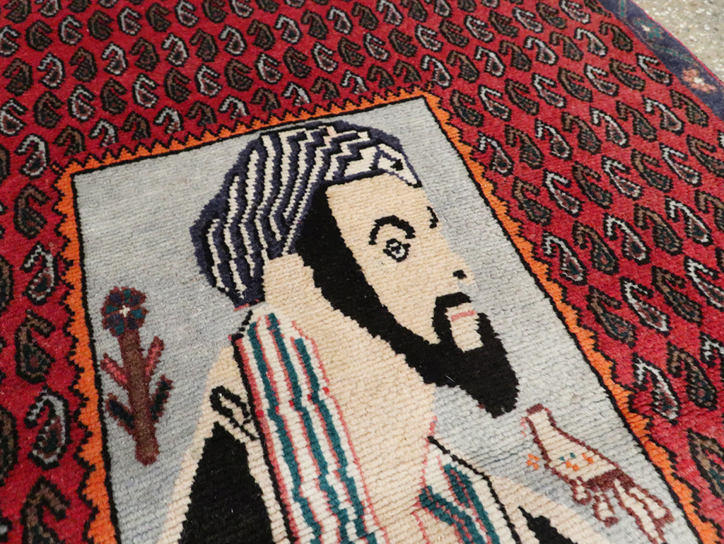 Vintage Pictorial Senneh Rug, No.28073 - Gss