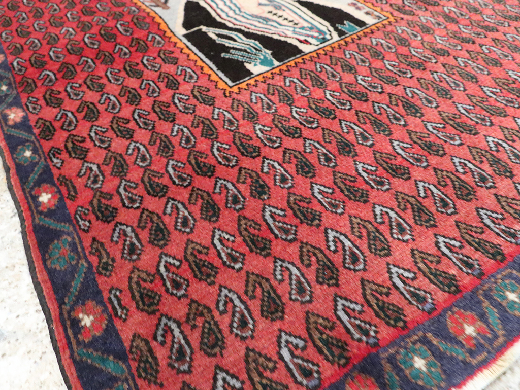 Vintage Pictorial Senneh Rug, No.28073 - Gss