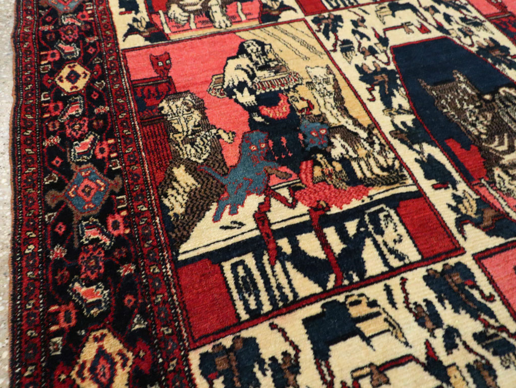 Vintage Persian Senneh  Pictorial Rug, No.28074 - Gss