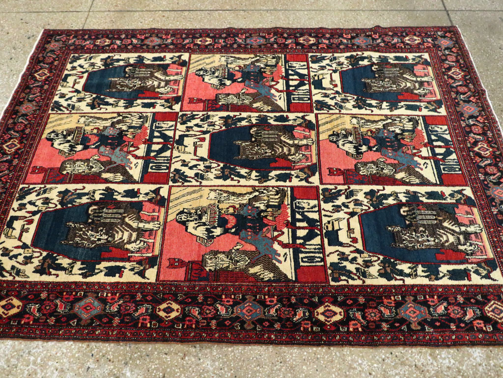 Vintage Persian Senneh  Pictorial Rug, No.28074 - Gss