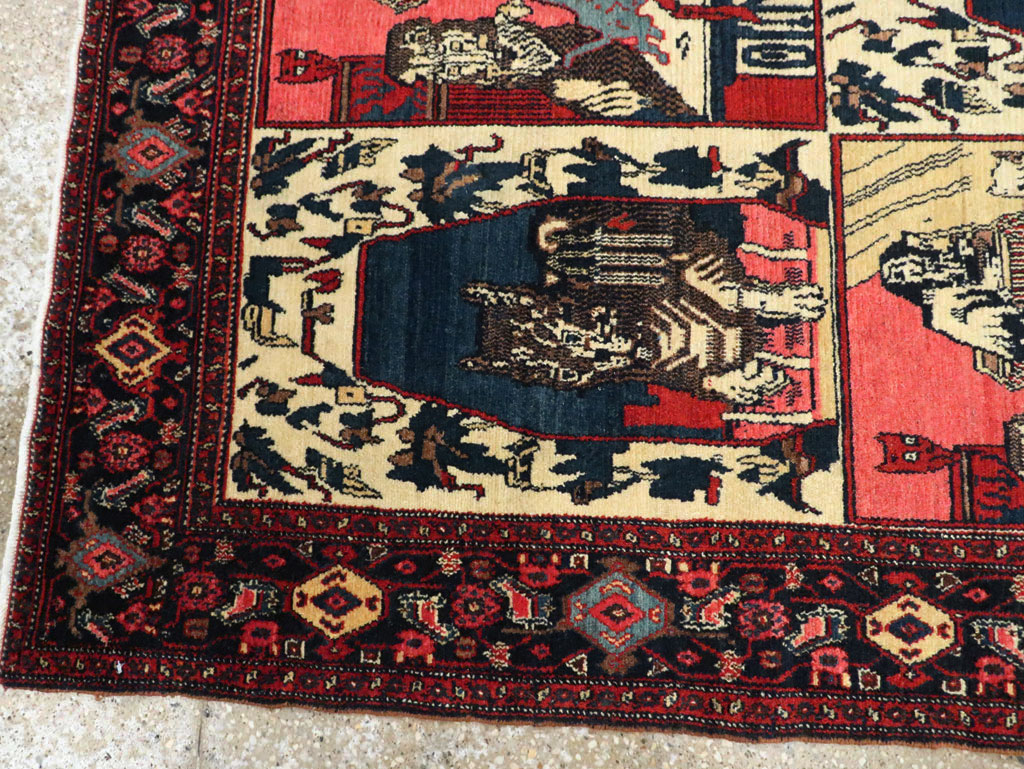 Vintage Persian Senneh  Pictorial Rug, No.28074 - Gss