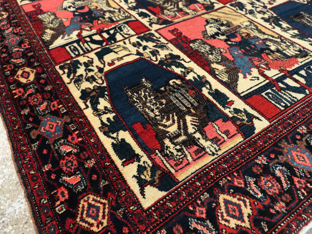 Vintage Persian Senneh  Pictorial Rug, No.28074 - Gss