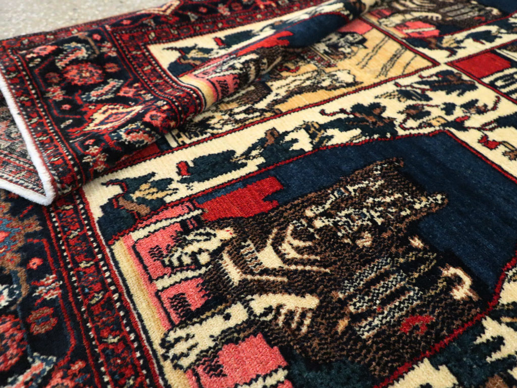 Vintage Persian Senneh  Pictorial Rug, No.28074 - Gss