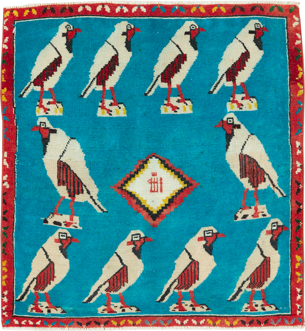 Vintage Persian Shiraz Pictorial Rug, No.28080 - Gss