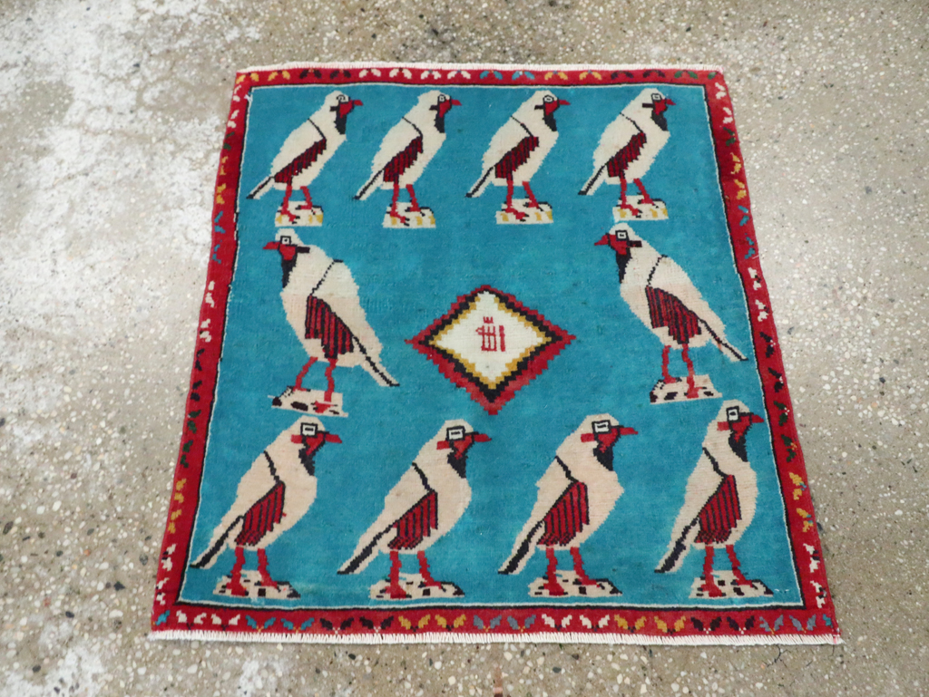 Vintage Persian Shiraz Pictorial Rug, No.28080 - Gss