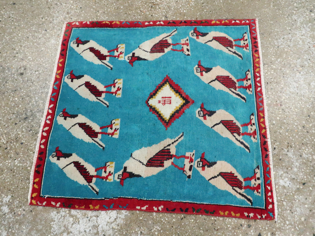 Vintage Persian Shiraz Pictorial Rug, No.28080 - Gss