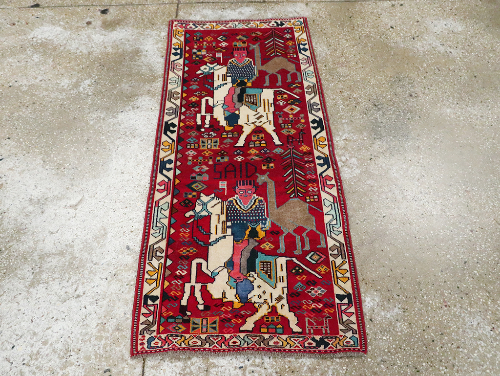 Vintage Pictorial Shiraz Rug, No.28082 - Gss
