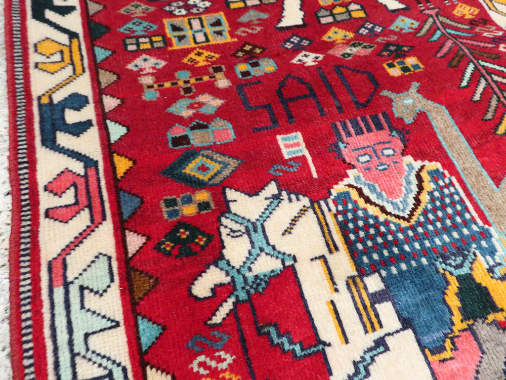 Vintage Pictorial Shiraz Rug, No.28082 - Gss