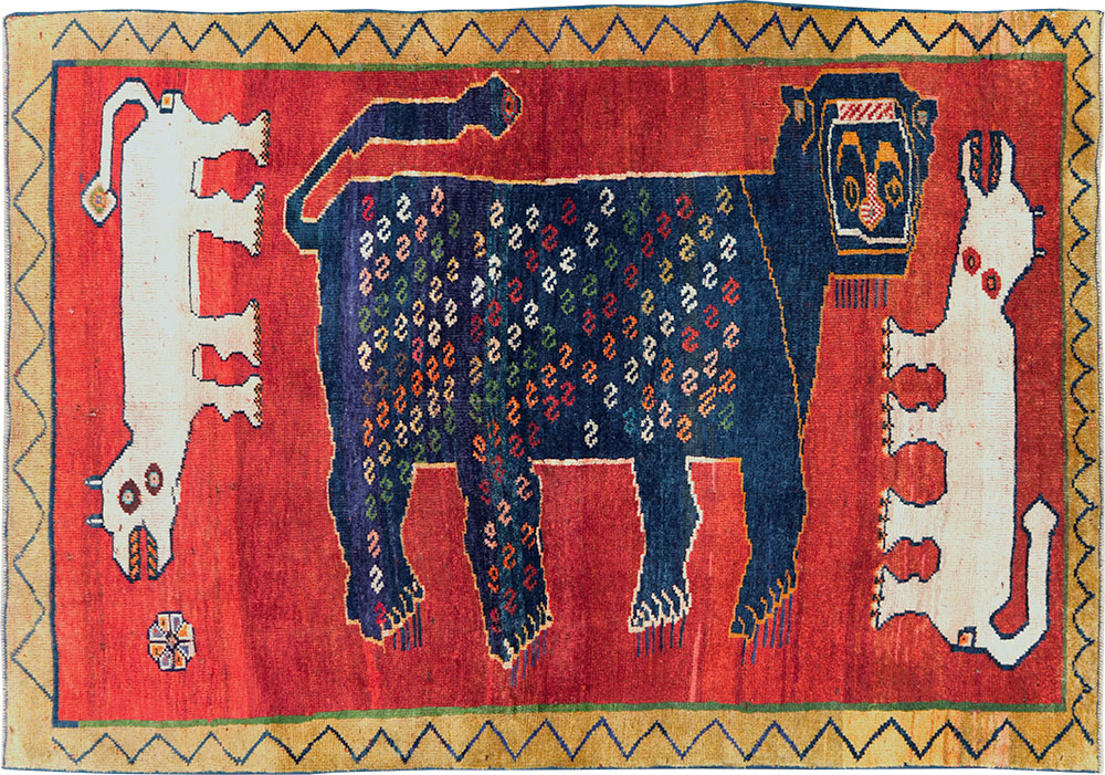 Vintage Pictorial Shiraz Rug, No.28084 - Gss