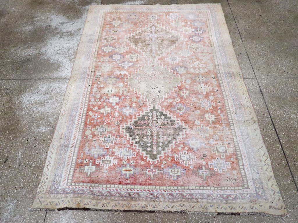 Vintage Persian Cotton Shiraz Accent Rug, No.28086 - Gss