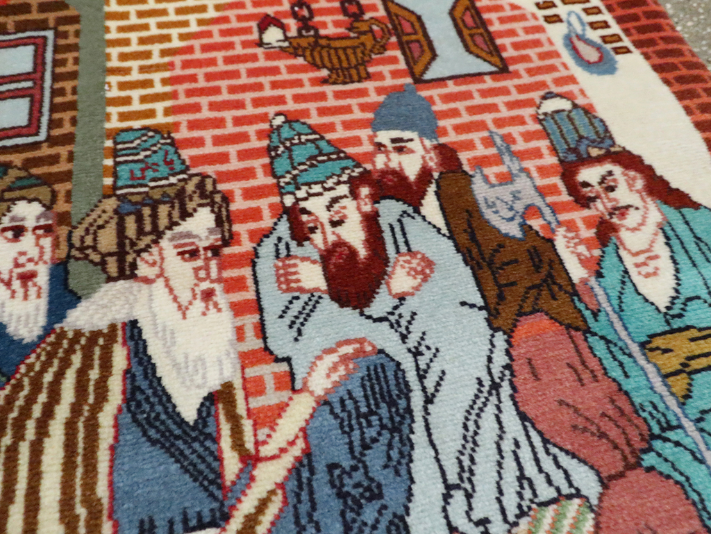 Vintage Persian Tabriz Pictorial Rug, No.28091 - Gss