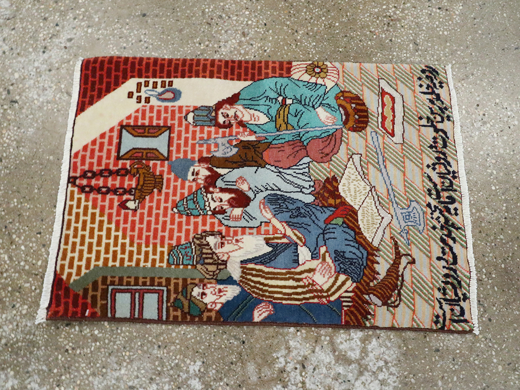 Vintage Persian Tabriz Pictorial Rug, No.28091 - Gss